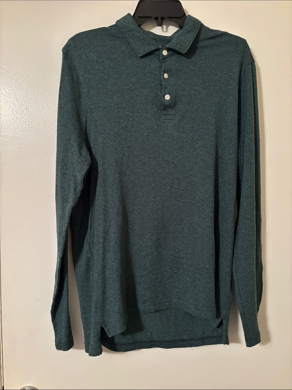 J. Crew Cashmere Blend Green Long-Sleeve Polo Shirt